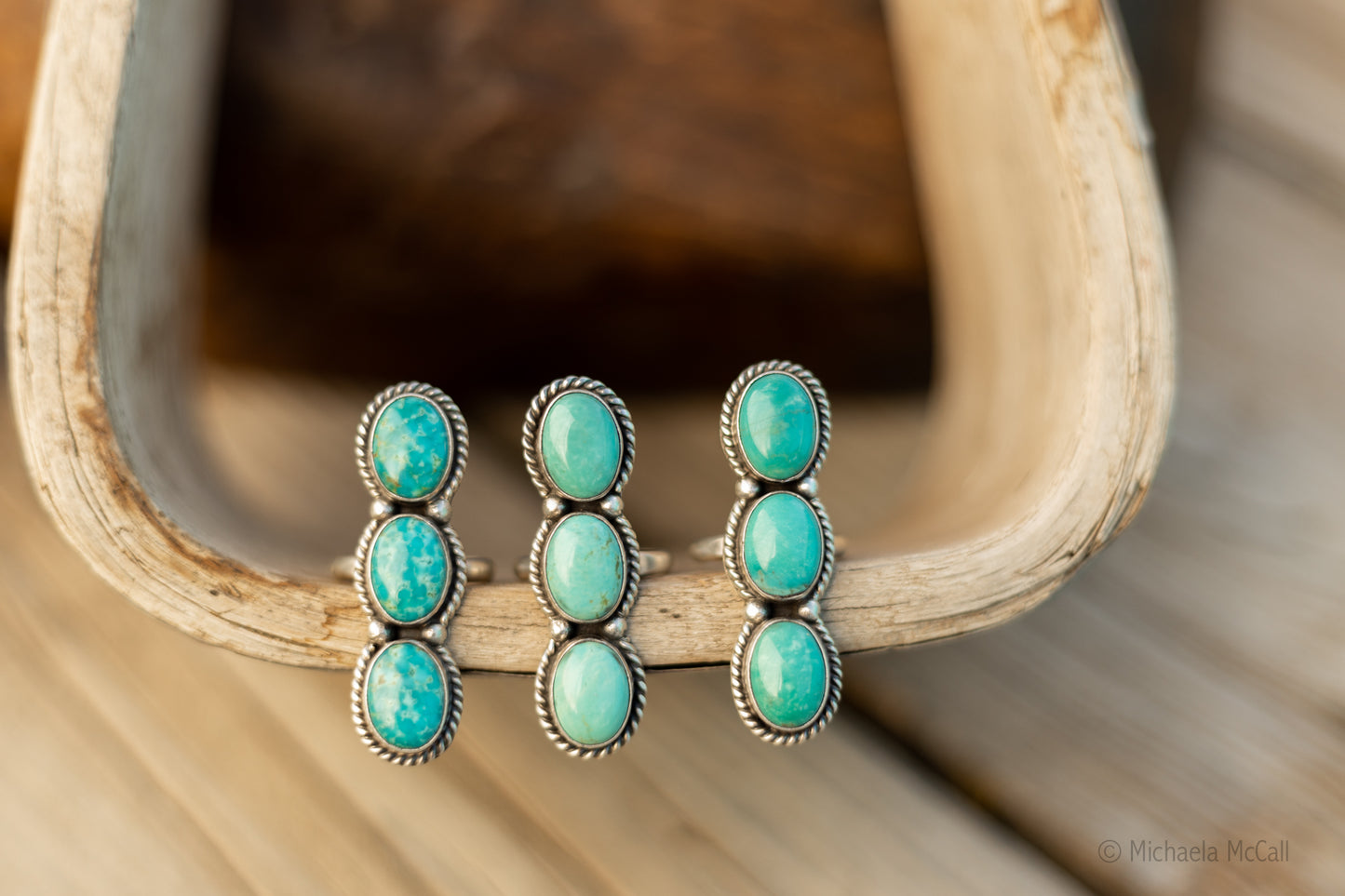 Three Stone Adjustable Kingman Ring