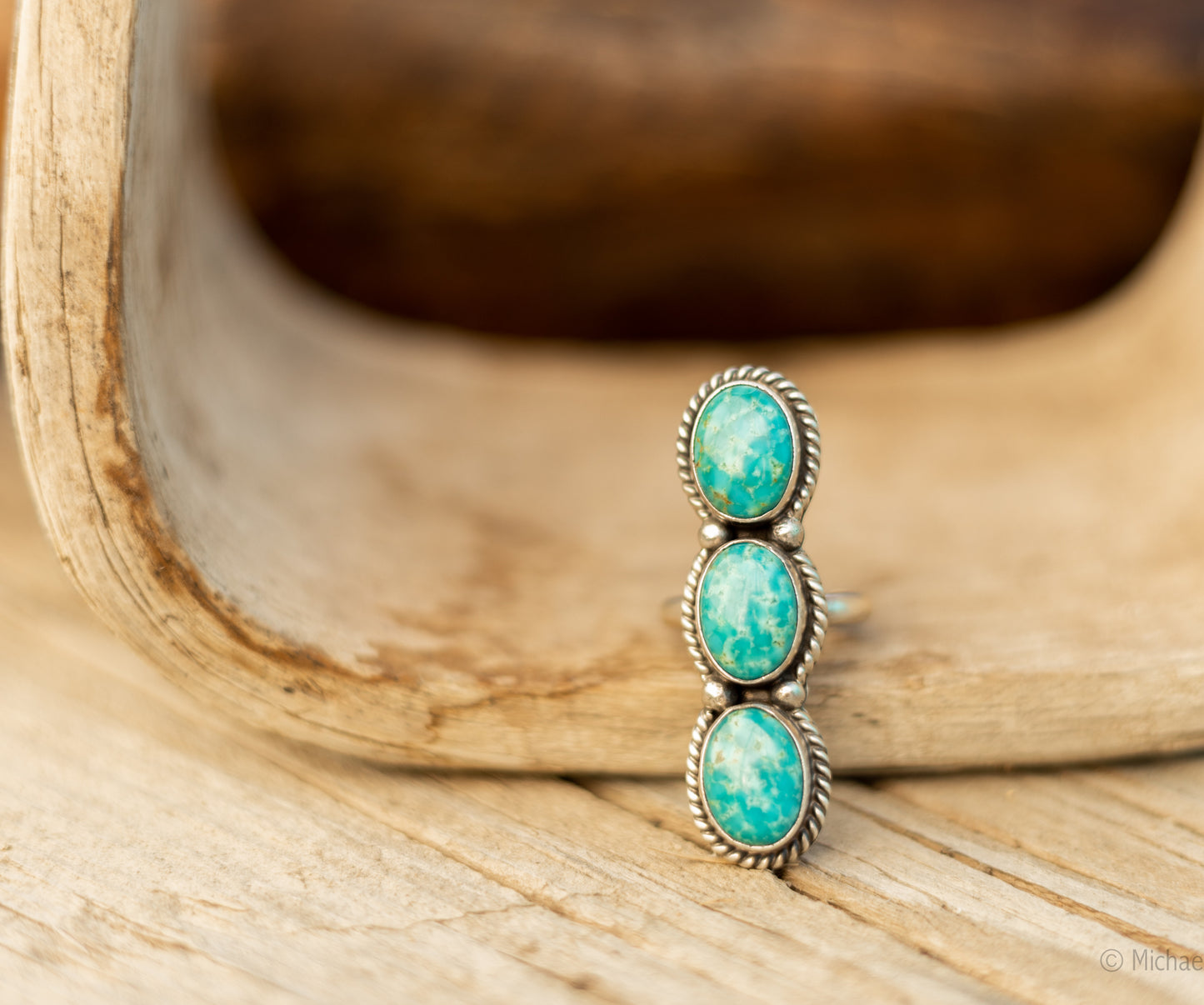 Three Stone Adjustable Kingman Ring