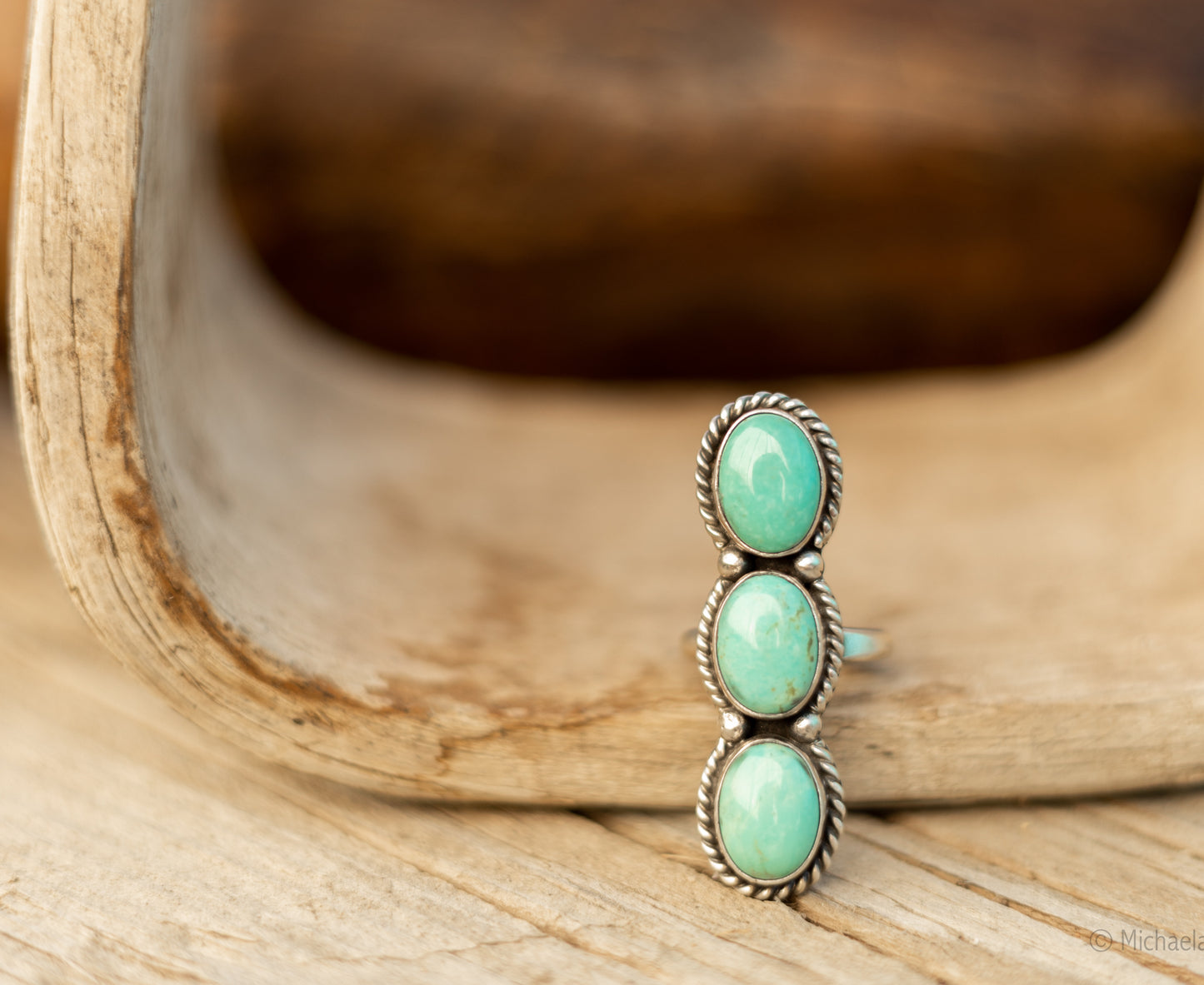 Three Stone Adjustable Kingman Ring