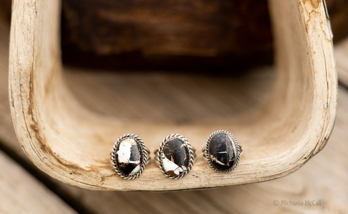 White Buffalo Bronze Rings