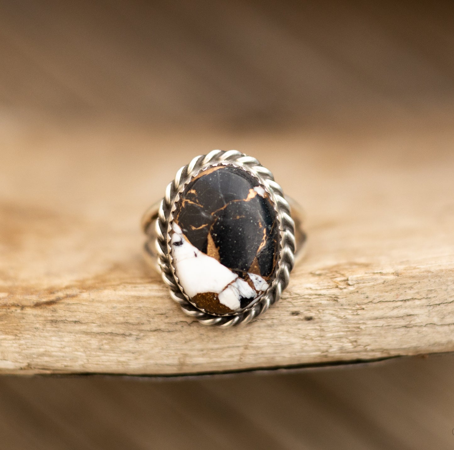 White Buffalo Bronze Rings
