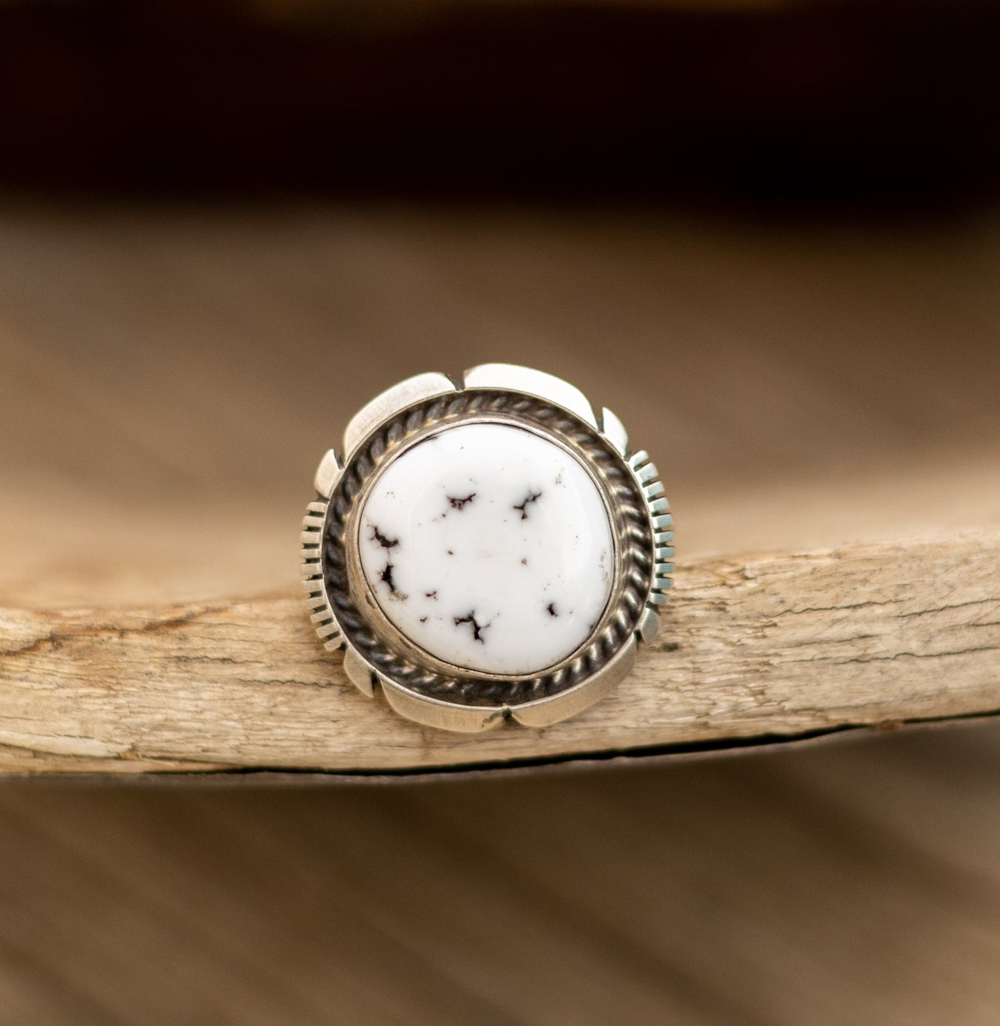 Adjustable White Buffalo Ring