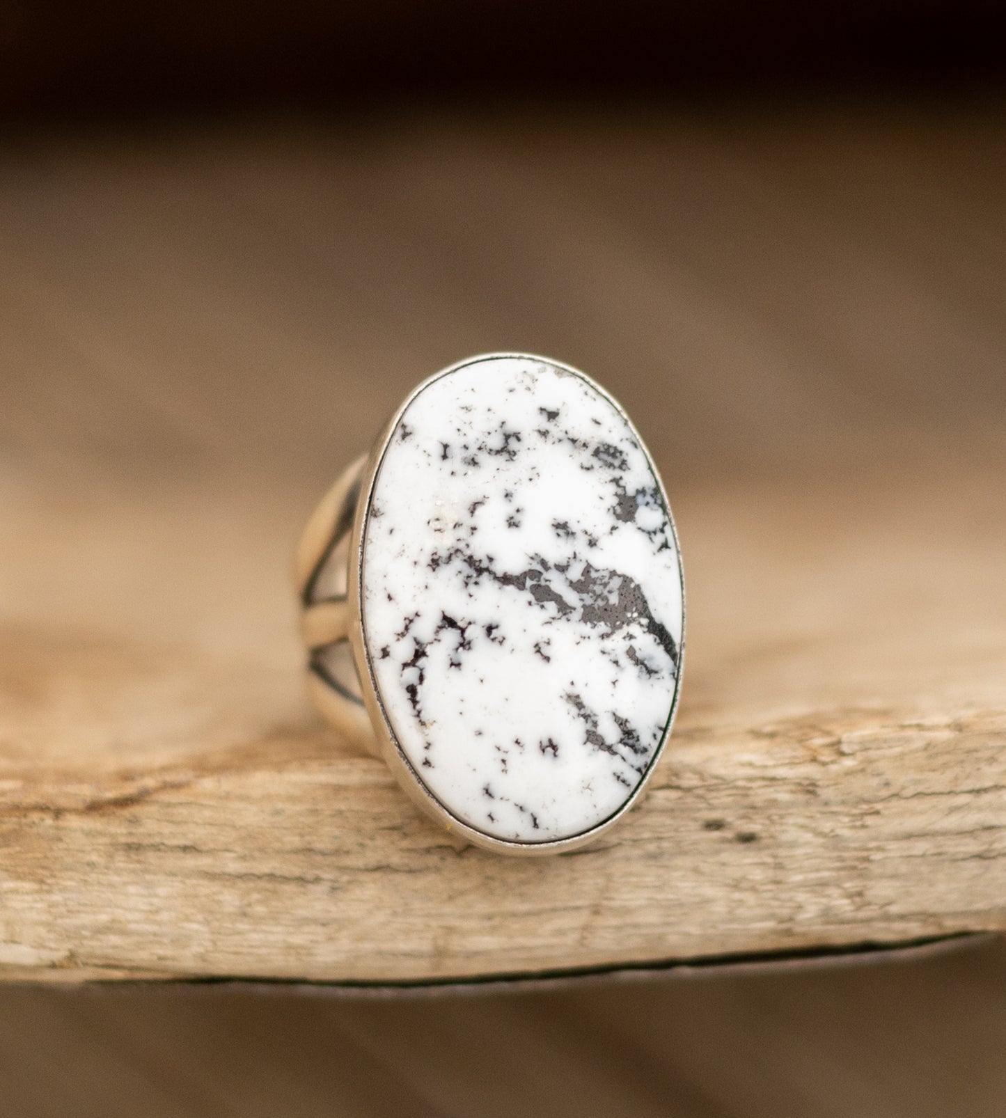 Oval White Buffalo Rings