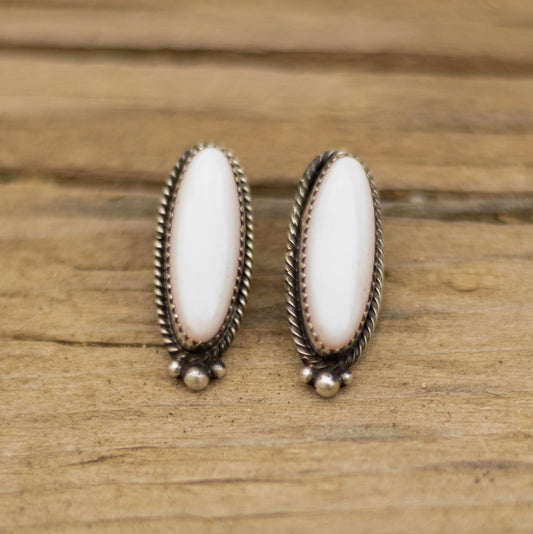 Long Oval Pink Conch Studs