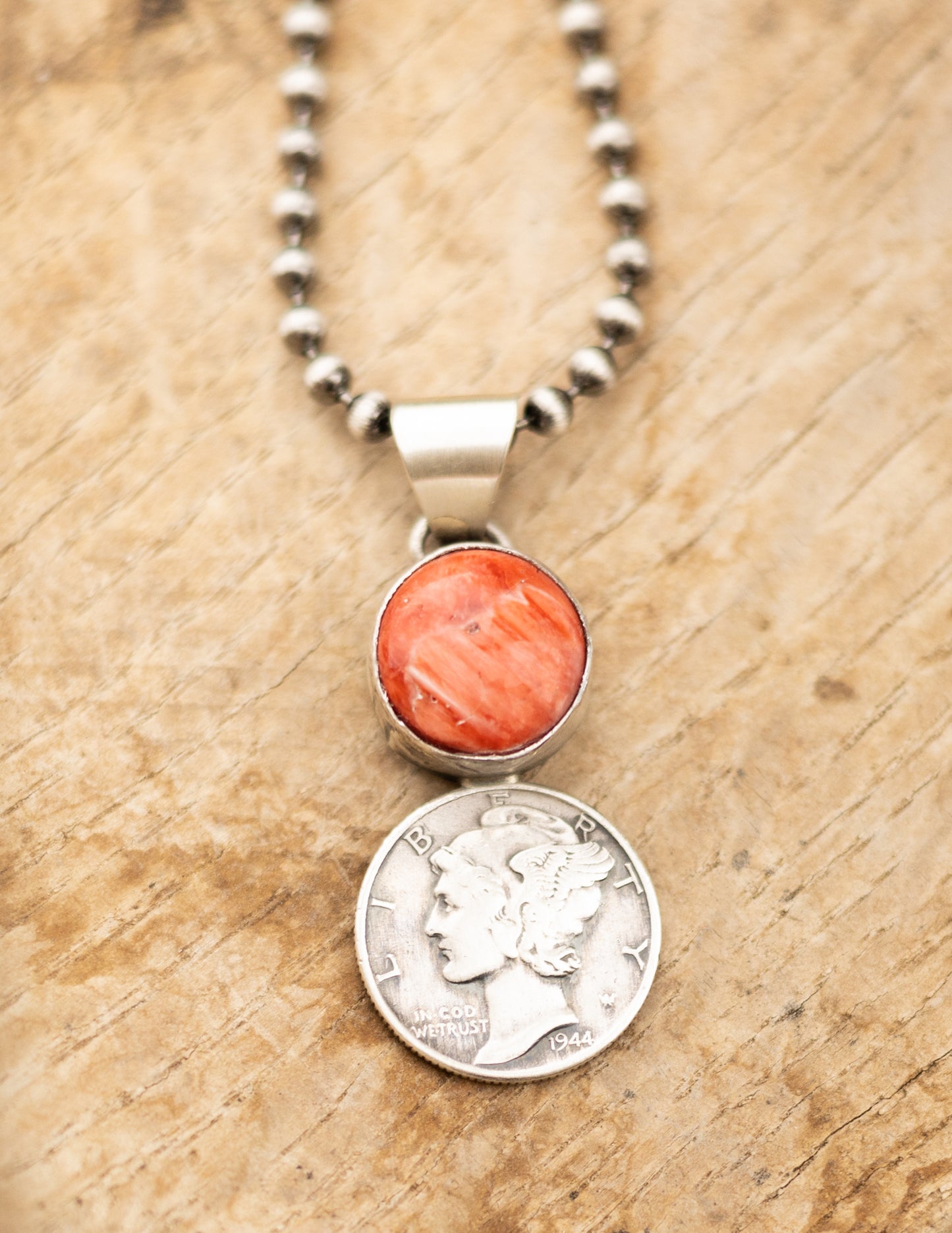 Red Spiny Mercury Dime Pedant