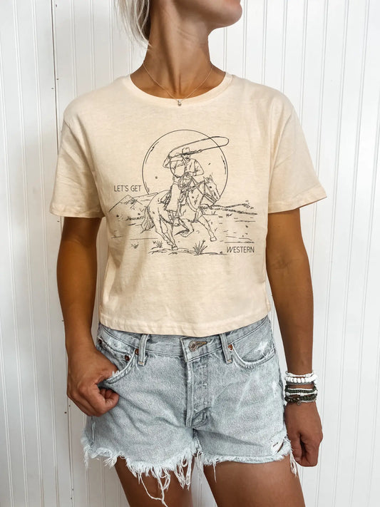 "Let's Get Western" Crop Tee