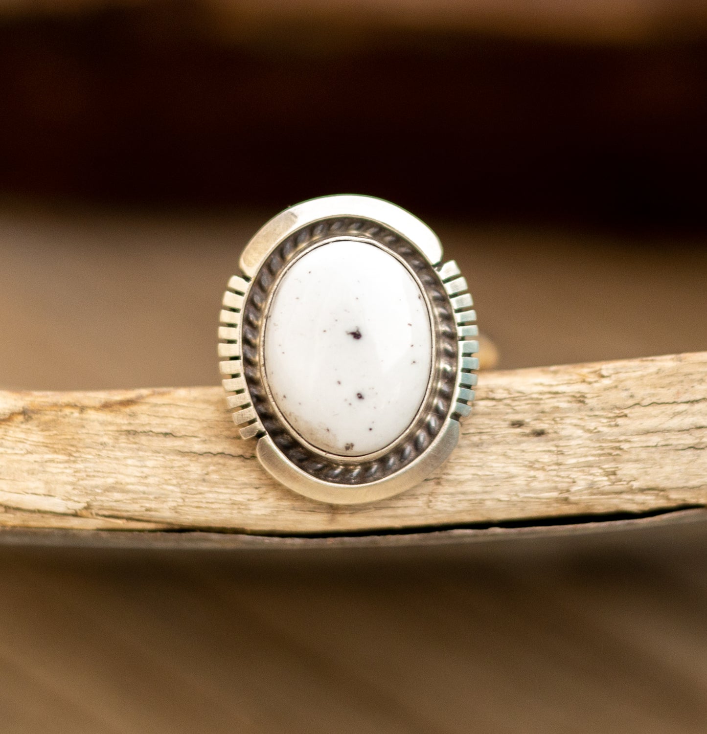 Adjustable White Buffalo Ring