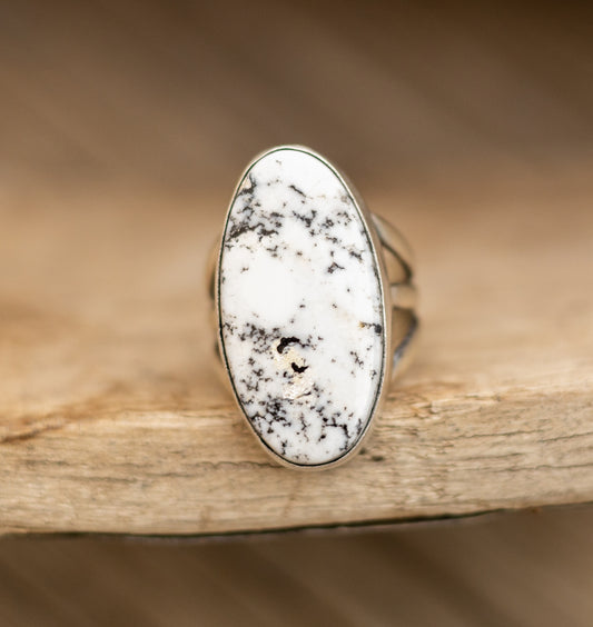 Oval White Buffalo Rings