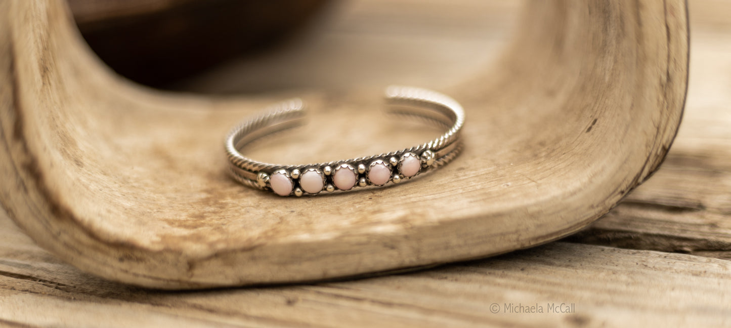 Five Stone Pink Conch Bracelet