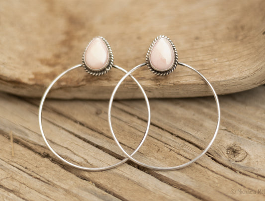 Pink Conch Hoop Studs