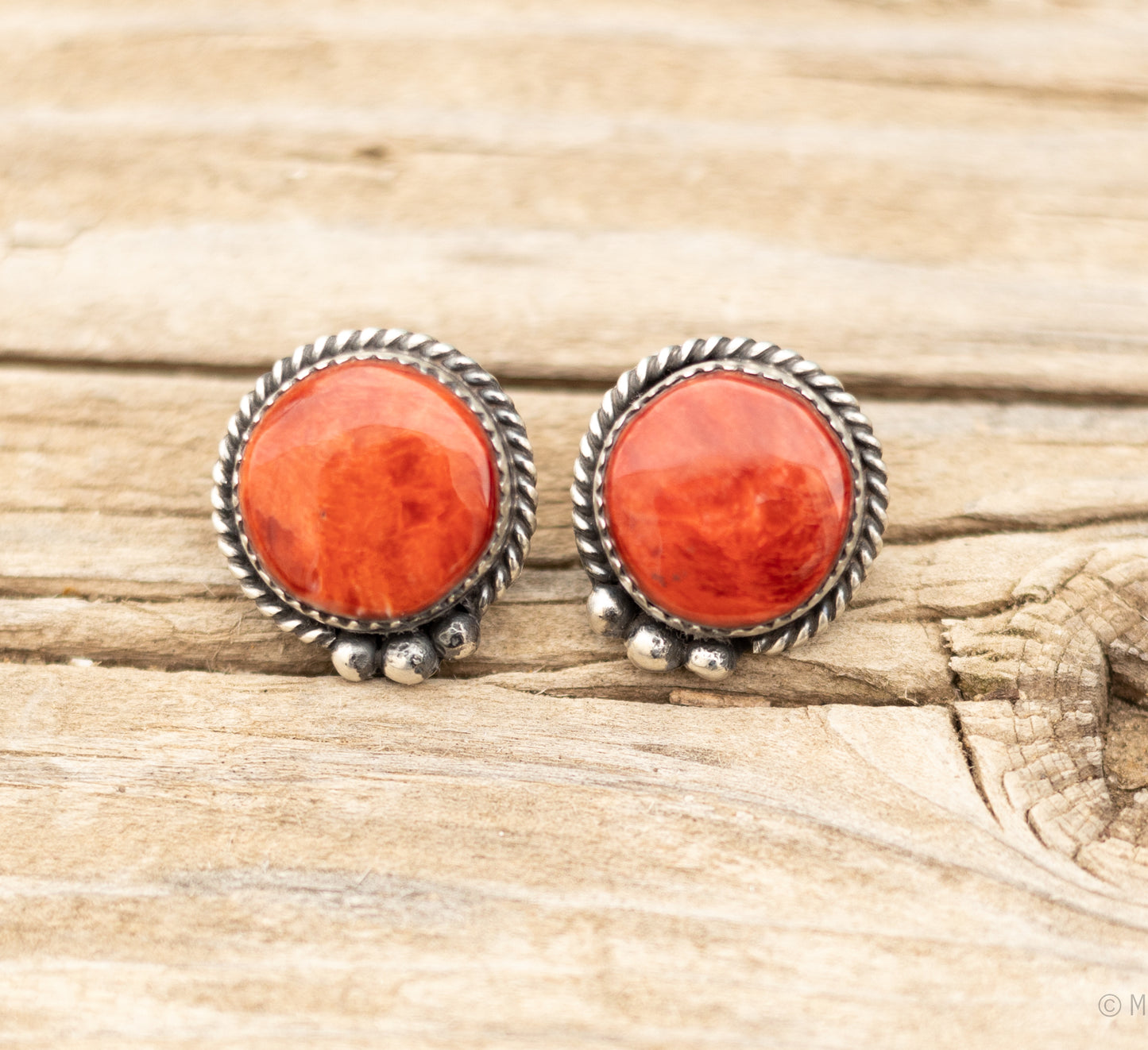 Red Circle Spiny Studs