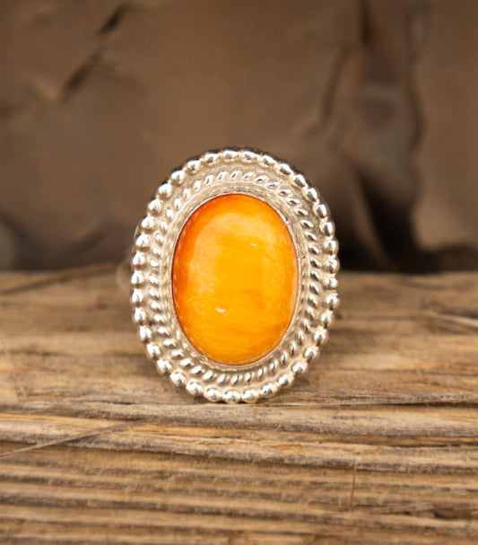 Orange Spiny Oyster Rope Oval Rings