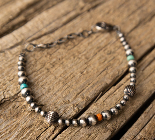 4MM Oxidized Pearl Bracelet with Accent Colors