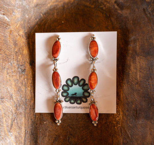 Red Spiny Oyster Oval Earrings