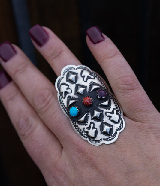 Turquoise + Coral + Spiny Ring