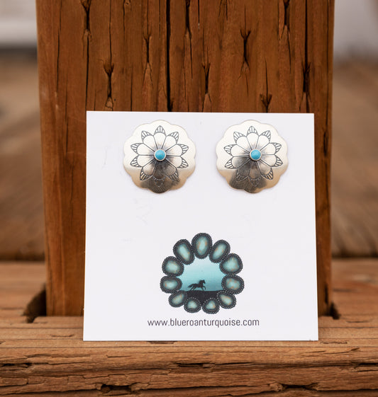 Stamped Turquoise Studs